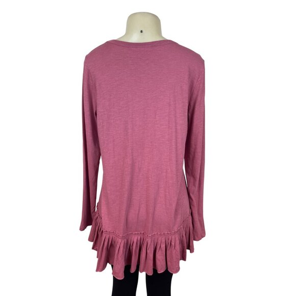 Lori Goldstein LOGO Womens Pink Long-Sleeve Ruffle Hem Tunic Size M - Picture 4 of 7